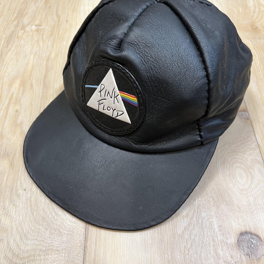 Pink Floyd Hat Mens One‎ Size Black Leather Strapback Cap Dark Side Of The Moon